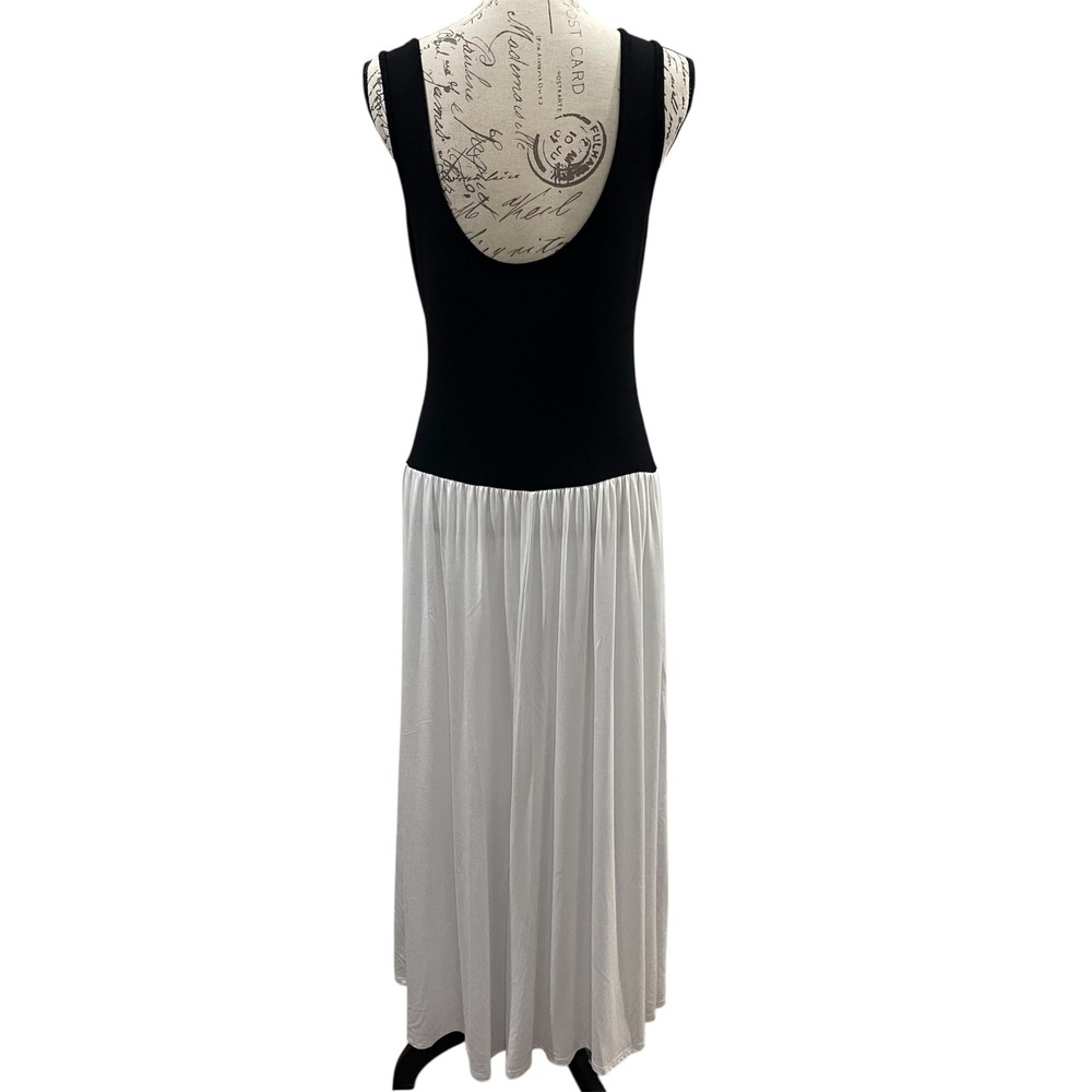 See You Monday Maxi Dress Women XL‎ Black White Colorblock Scoop Back Beach